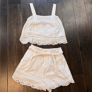 7 For All Mankind White Eyelet Shorts